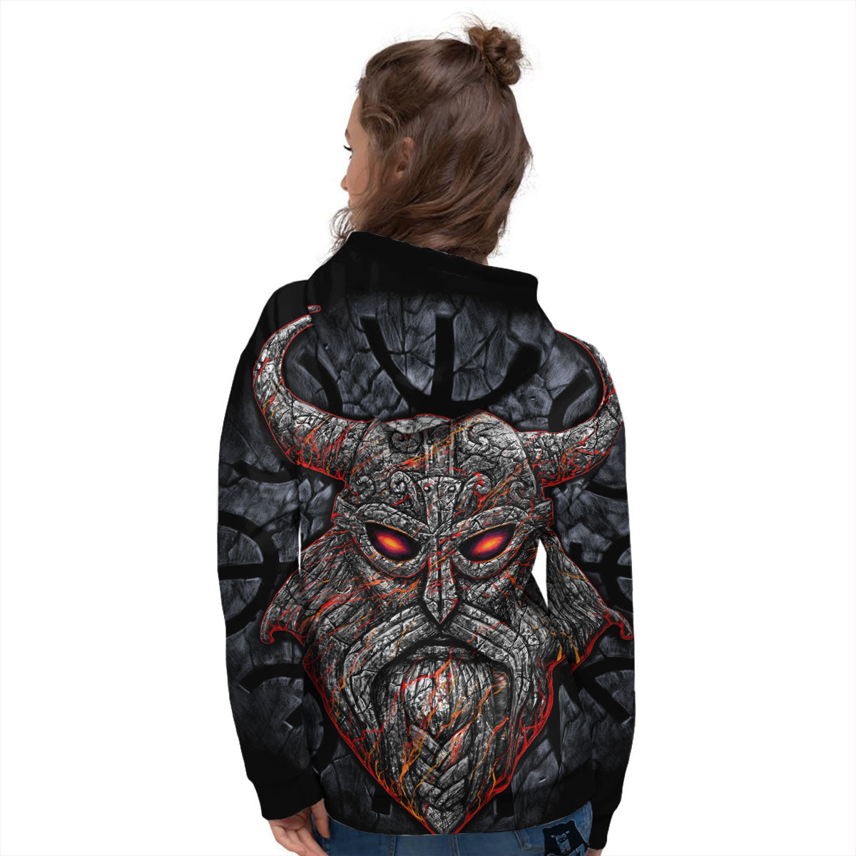 God Odin Ancient Viking Norse Print Women's Hoodie-grizzshop