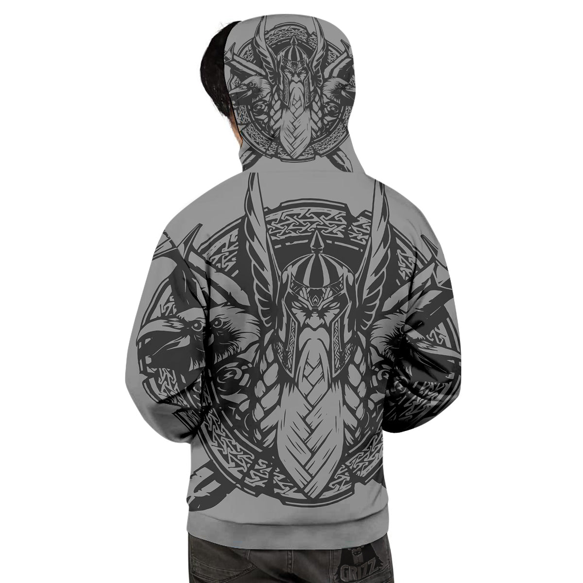 God Odin Grey Color Print Men's Hoodie-grizzshop