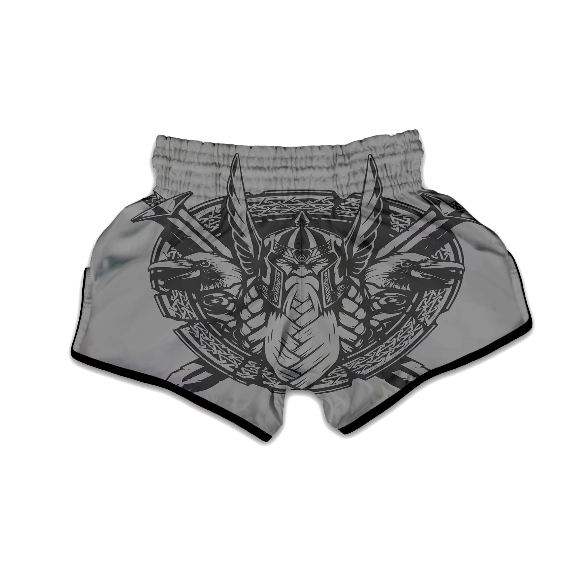 God Odin Grey Color Print Muay Thai Boxing Shorts-grizzshop