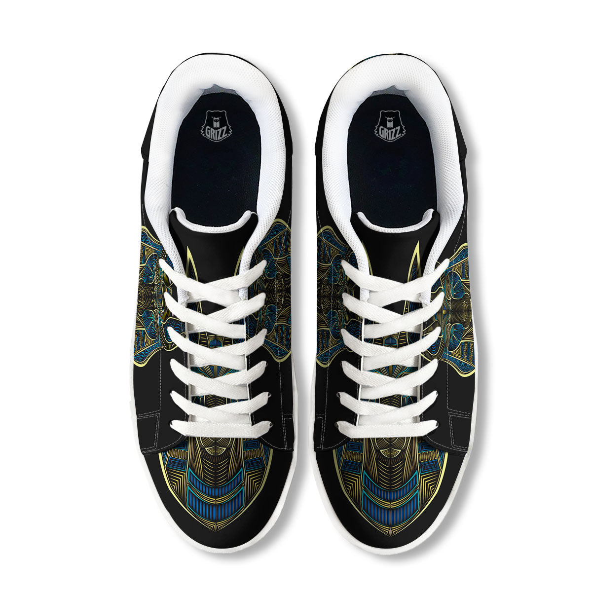 Gods Ancient Egyptian Print White Low Top Sneakers-grizzshop