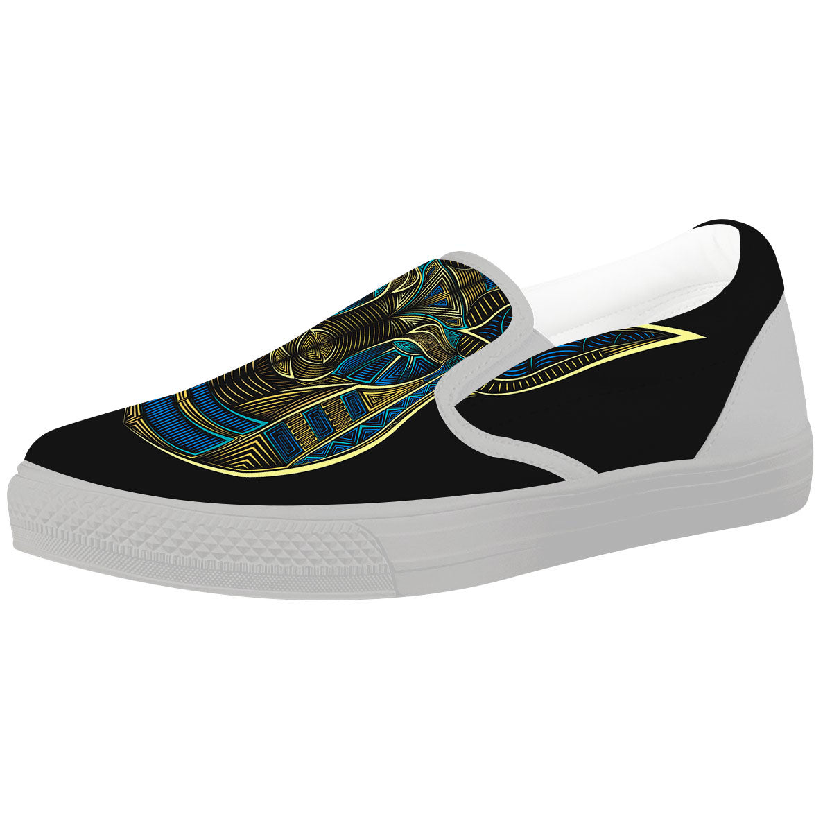 Gods Ancient Egyptian Print White Slip On Shoes-grizzshop