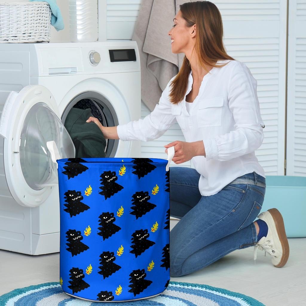 Godzilla Japanese Pattern Print Laundry Basket-grizzshop