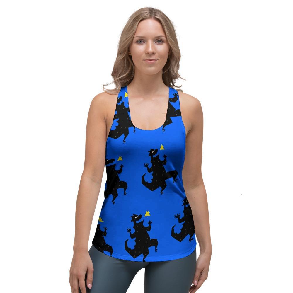 Godzilla Print Women's Racerback Tank Top-grizzshop