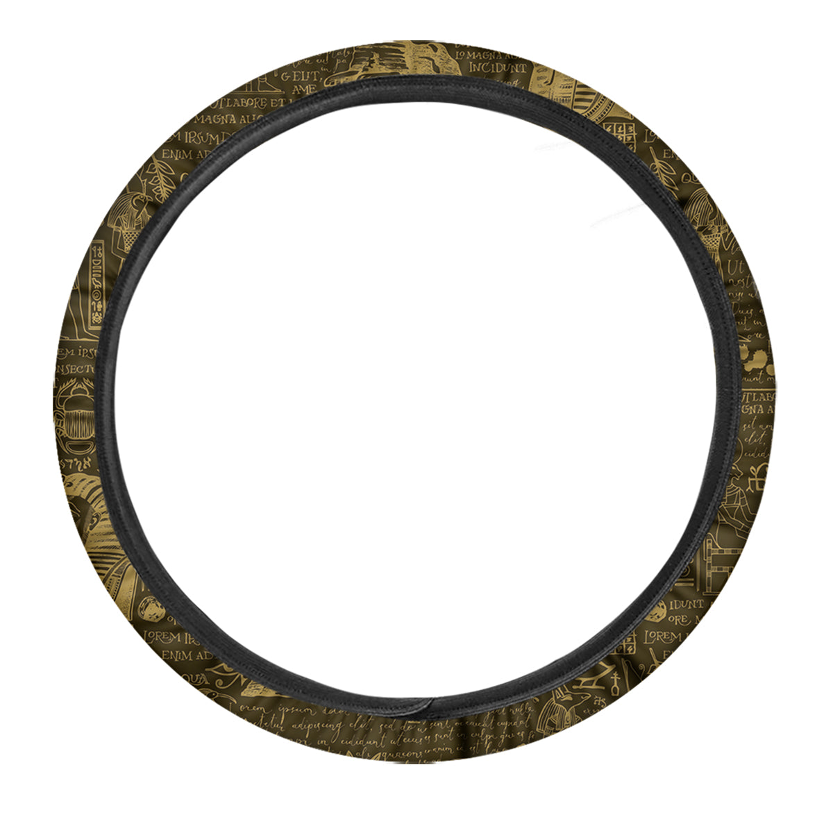 Gold Ancient Egypt Print Pattern Car Steering Wheel Cover-grizzshop