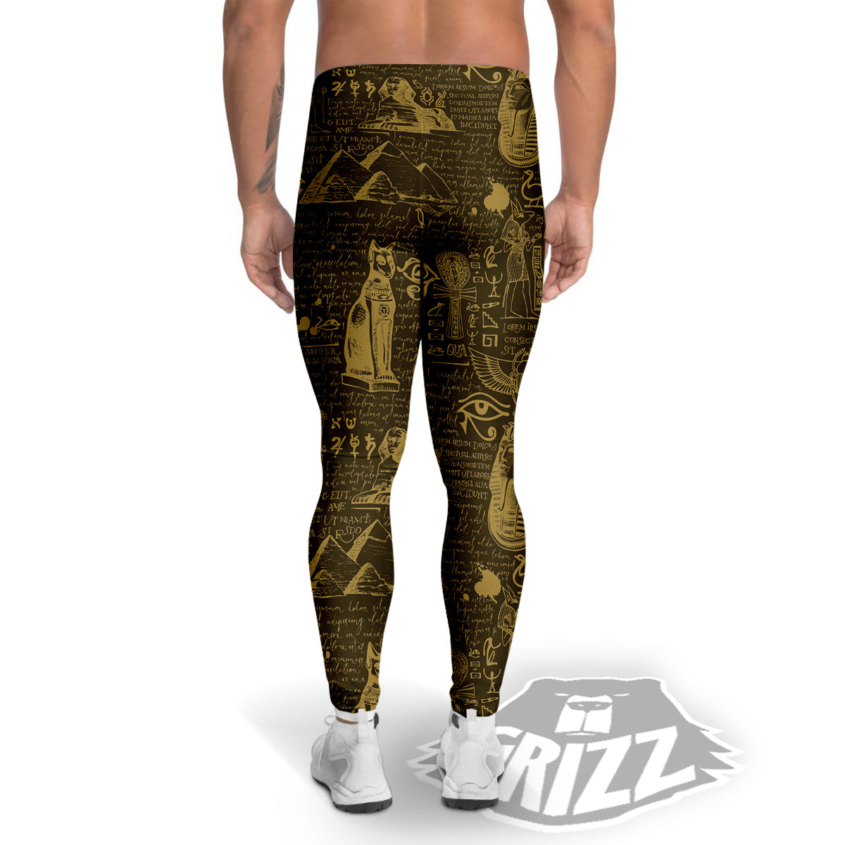 Gold Ancient Egypt Print Pattern Men's Leggings-grizzshop