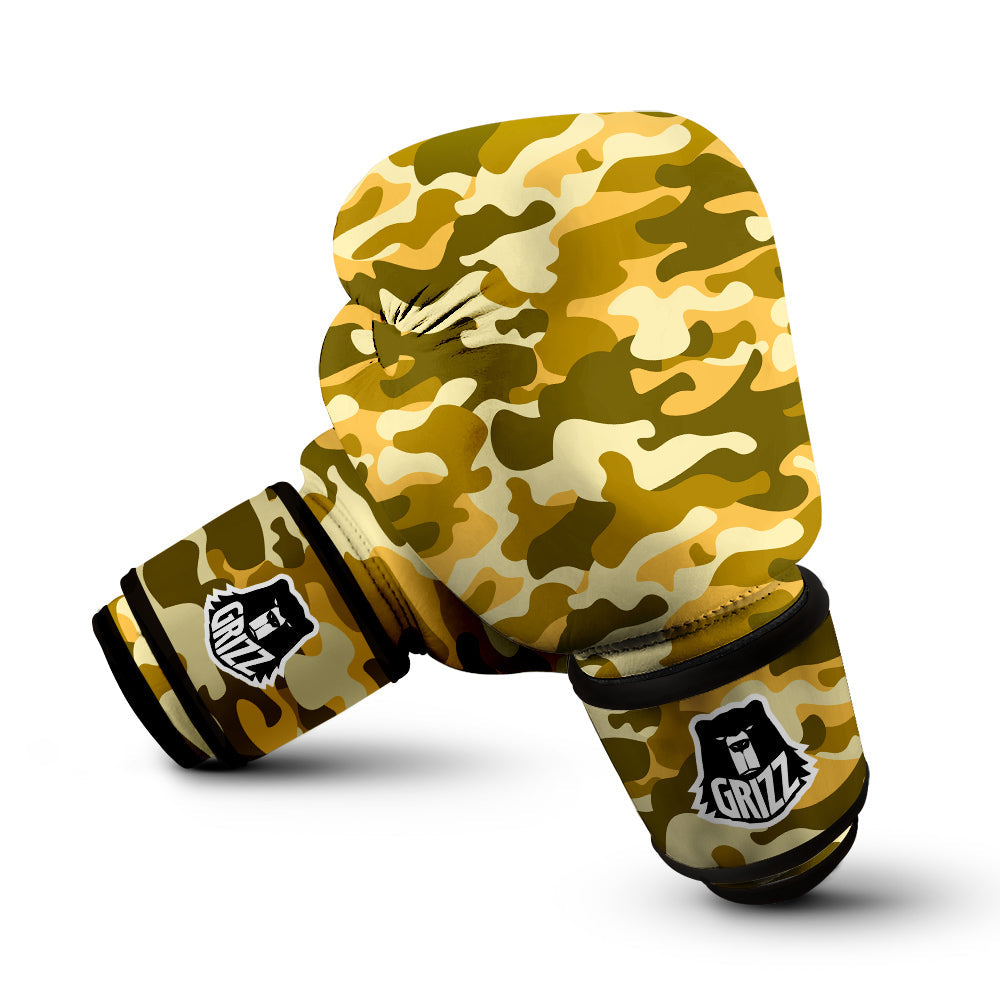 Gold Camo And Camouflage Print Boxing Gloves-grizzshop