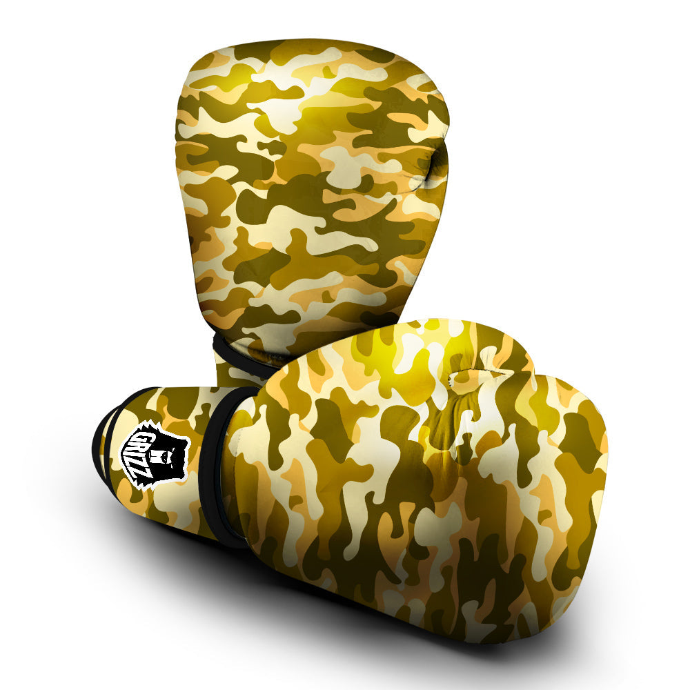 Gold Camo And Camouflage Print Boxing Gloves-grizzshop