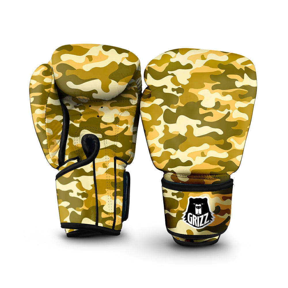 Gold Camo And Camouflage Print Boxing Gloves-grizzshop