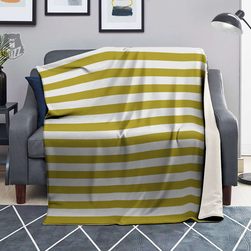 Gold Color Striped Print Blanket-grizzshop