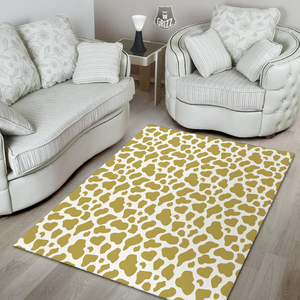 Gold Cow Print Pattern Floor Mat-grizzshop
