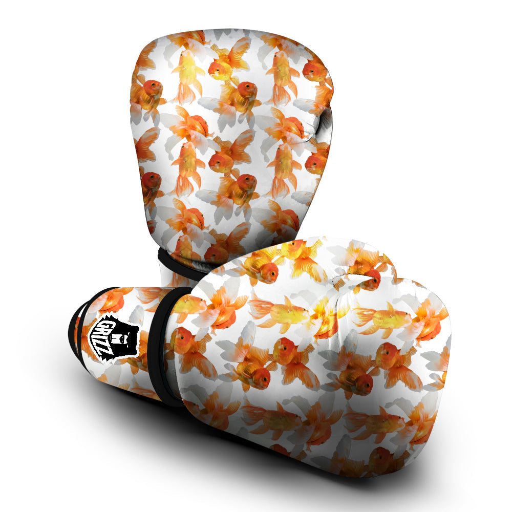 Gold Fish And White Print Pattern Boxing Gloves-grizzshop