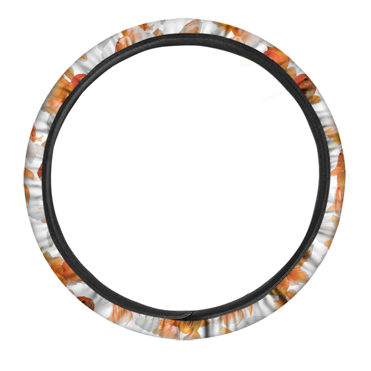 Gold Fish And White Print Pattern Car Steering Wheel Cover-grizzshop