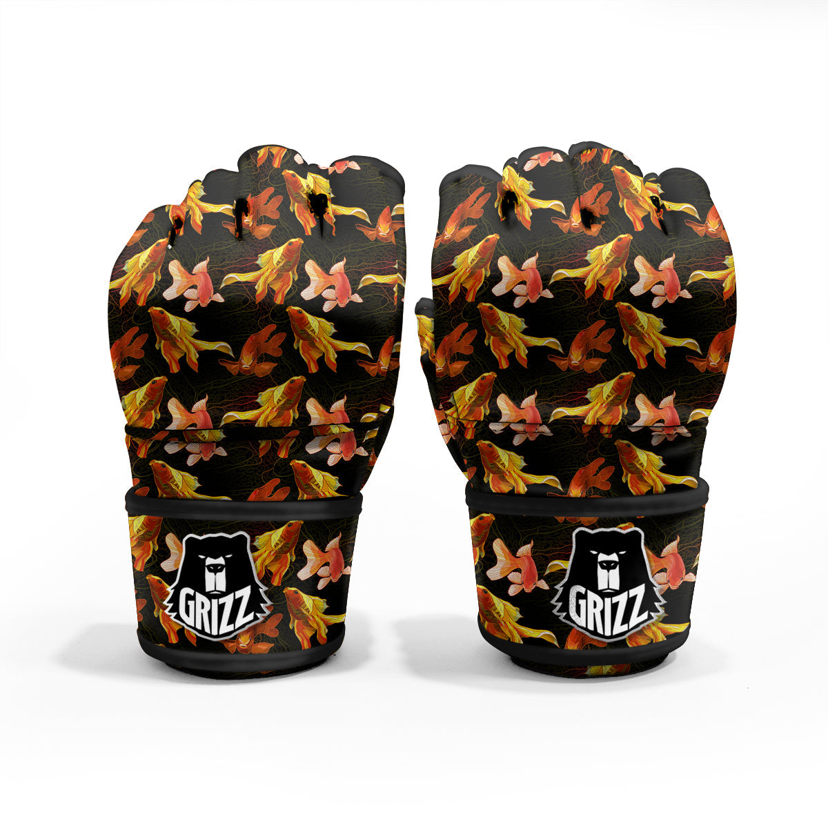 Gold Fish Drawing Print Pattern MMA Gloves-grizzshop