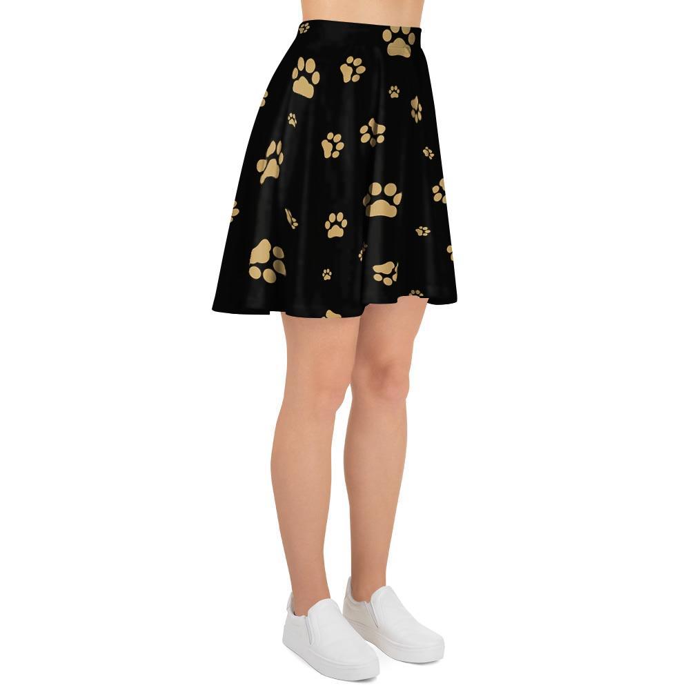Gold Footprint Paw Women's Skirt-grizzshop