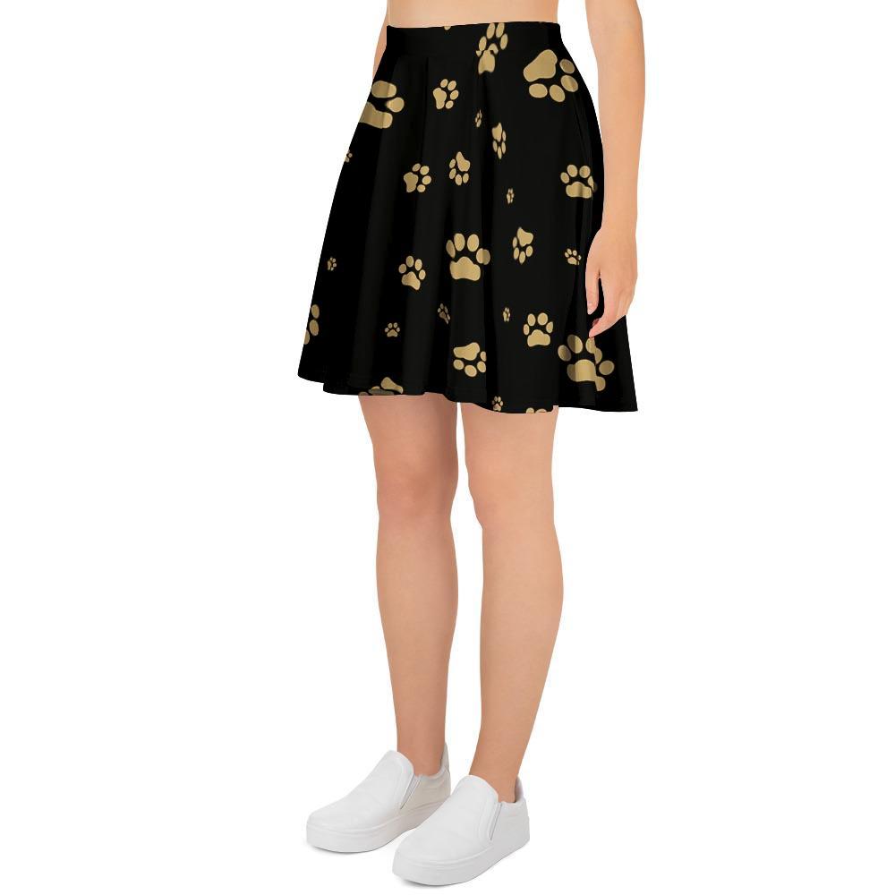Gold Footprint Paw Women's Skirt-grizzshop
