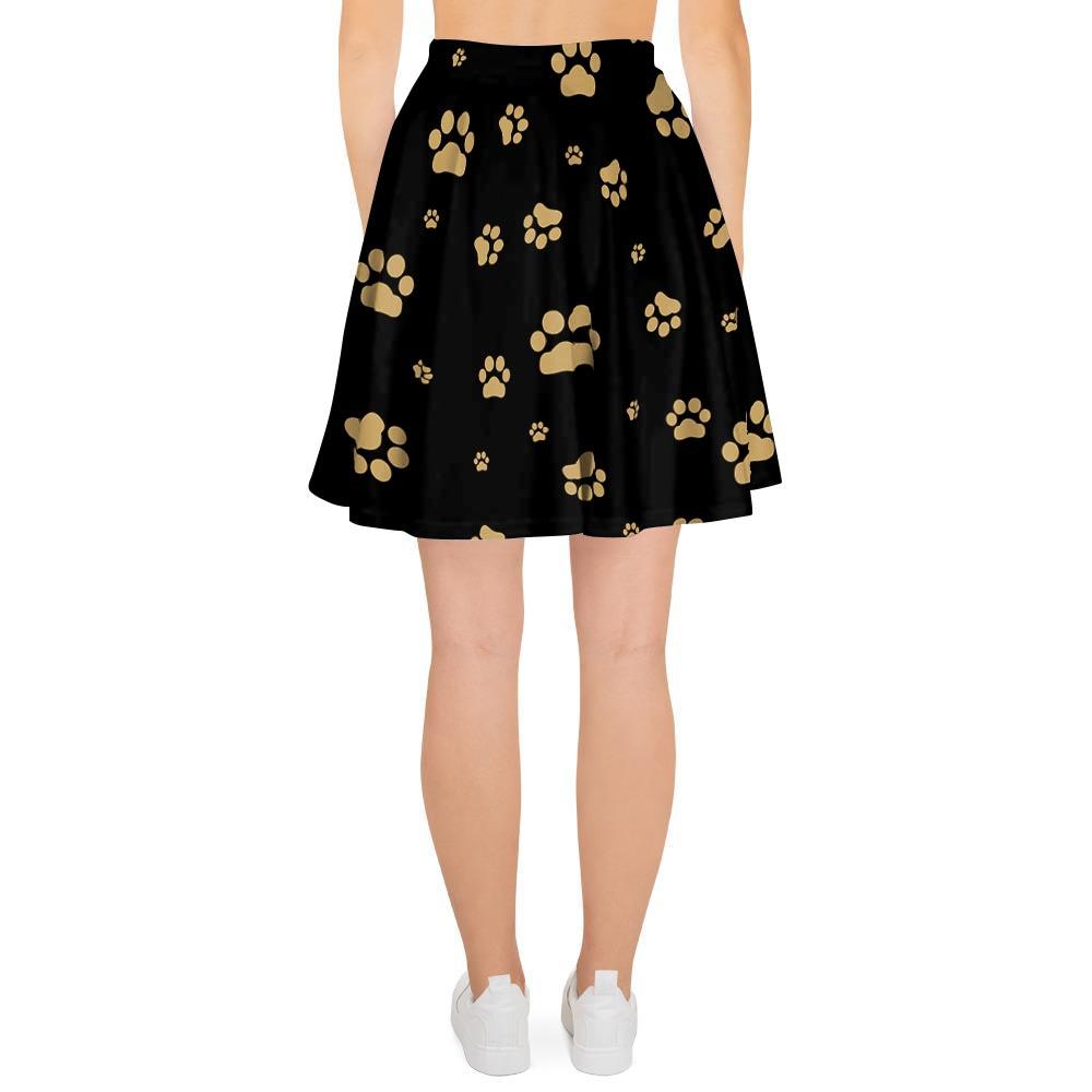 Gold Footprint Paw Women's Skirt-grizzshop