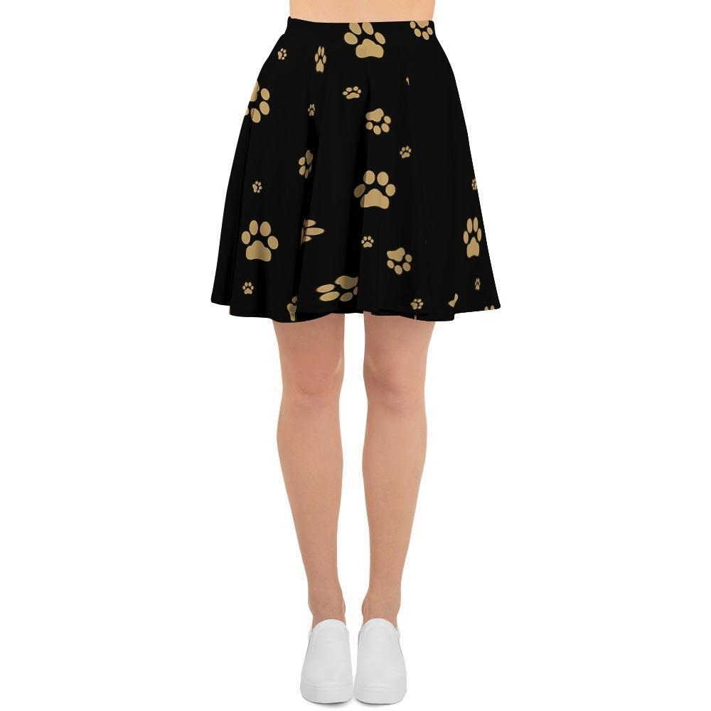 Gold Footprint Paw Women's Skirt-grizzshop