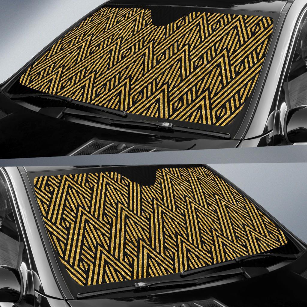 Gold Glitter Pattern Print Car Sun Shade-grizzshop