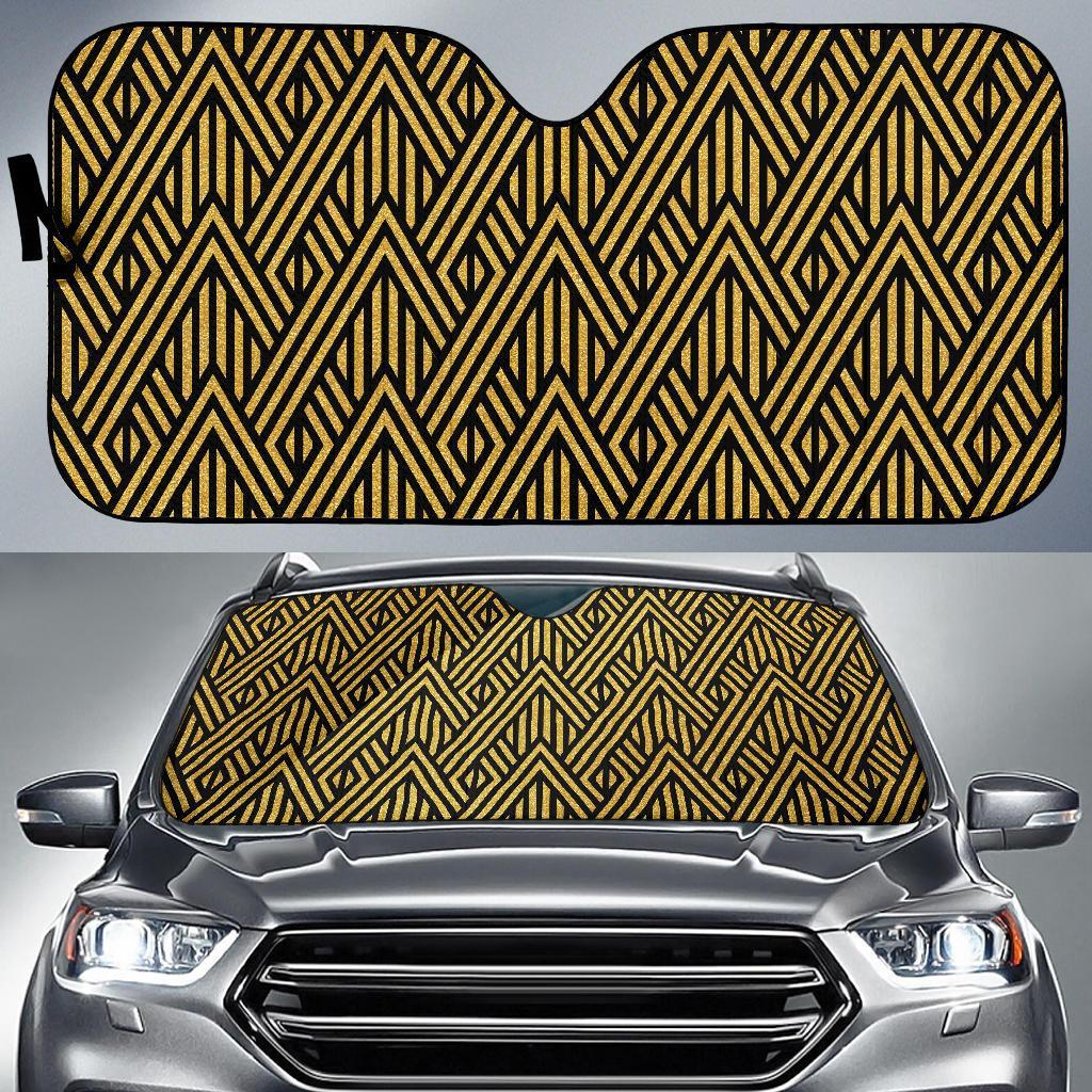 Gold Glitter Pattern Print Car Sun Shade-grizzshop