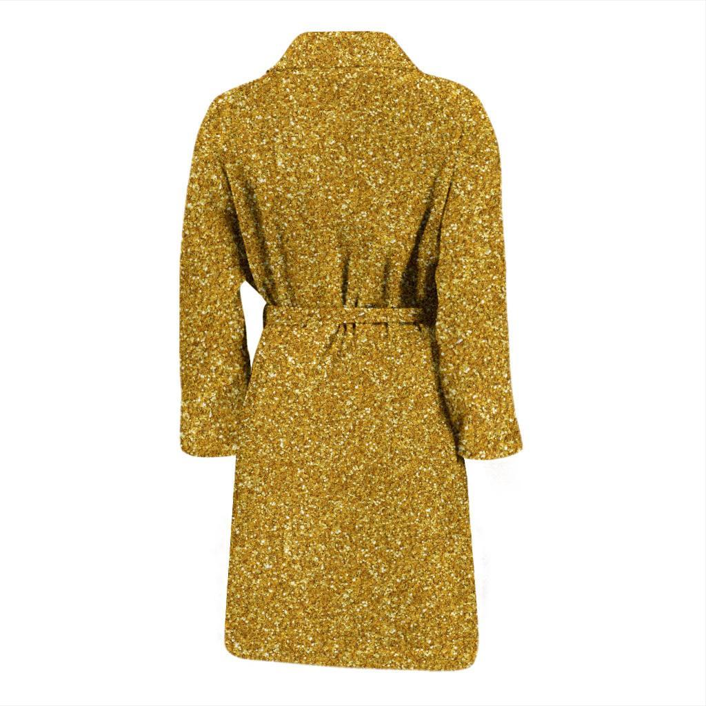 Gold Glitter Star Print Pattern Men Long Robe-grizzshop