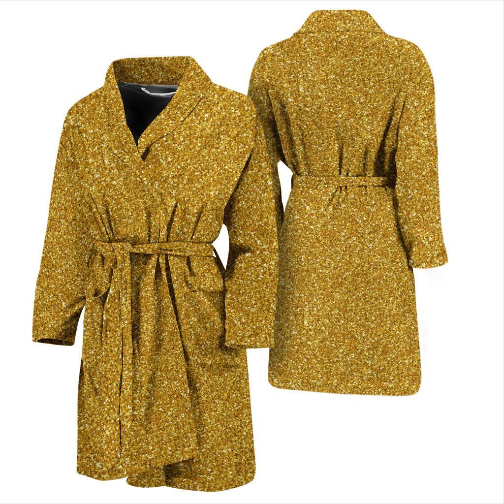 Gold Glitter Star Print Pattern Men Long Robe-grizzshop