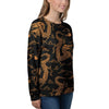 Gold Janpanese Dragon Print Women's Sweatshirt-grizzshop