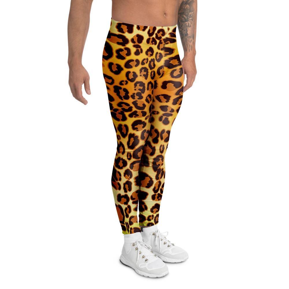 Gold Leopard Men's Leggings-grizzshop