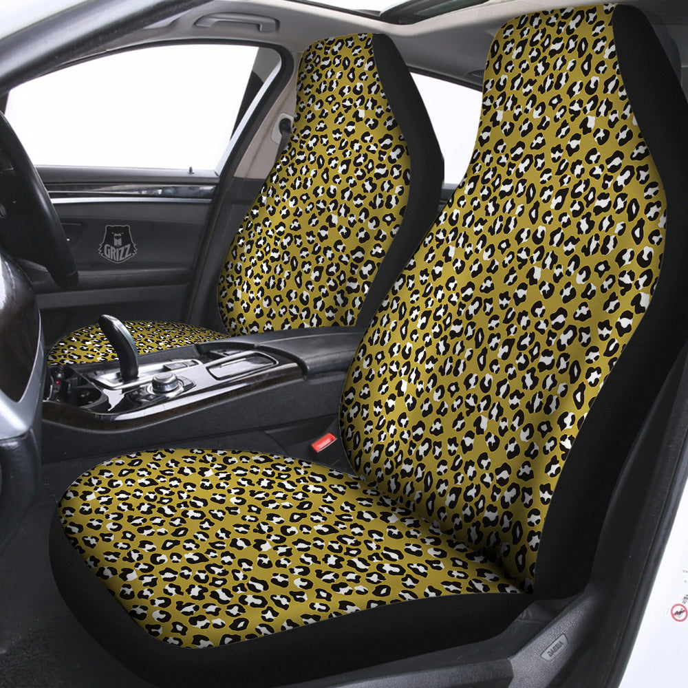 Gold Leopard Print Pattern Car Seat Covers-grizzshop