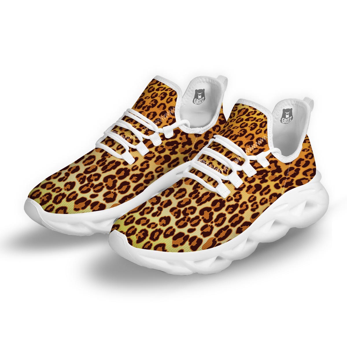 Gold Leopard White Running Shoes-grizzshop