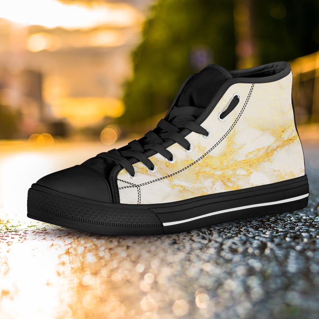 Gold Marble Women's High Top Shoes-grizzshop