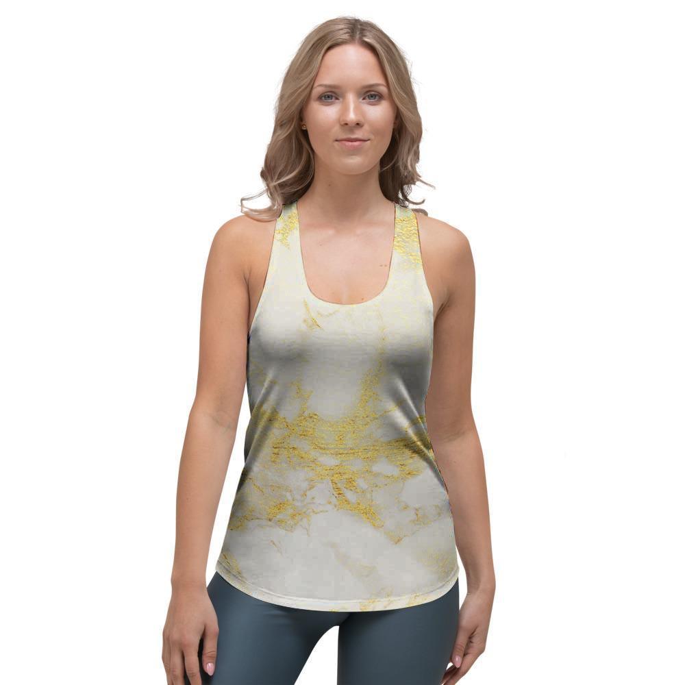 Gold Marble Women's Racerback Tank Top-grizzshop