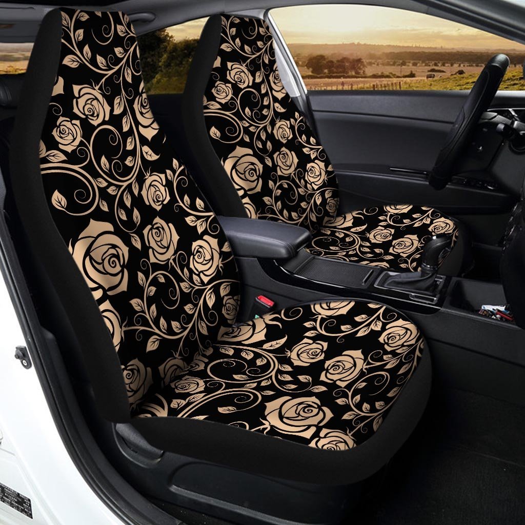 Gold Rose Floral Car Seat Covers-grizzshop