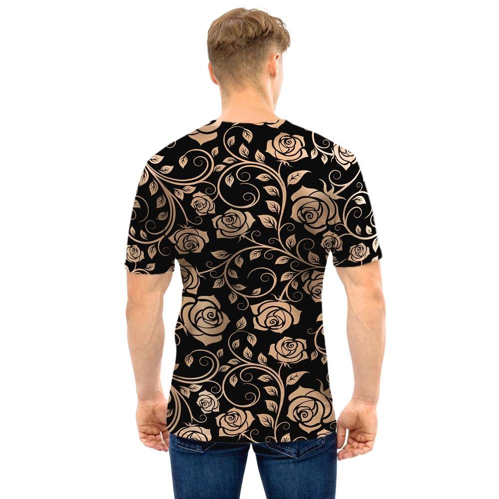 Gold Rose Floral Men T Shirt-grizzshop