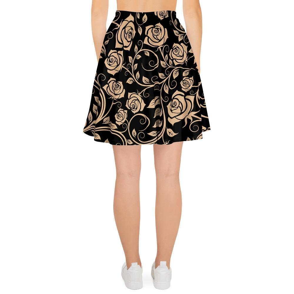 Gold Rose Floral Women's Skirt-grizzshop