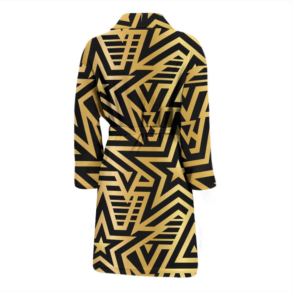 Gold Star Pattern Print Men Long Robe-grizzshop