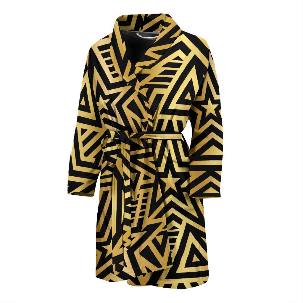Gold Star Pattern Print Men Long Robe-grizzshop