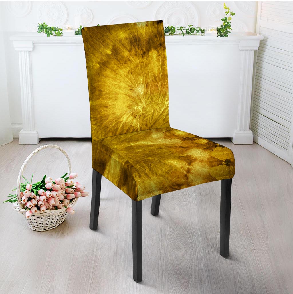 Gold Tie Dye Chair Cover-grizzshop