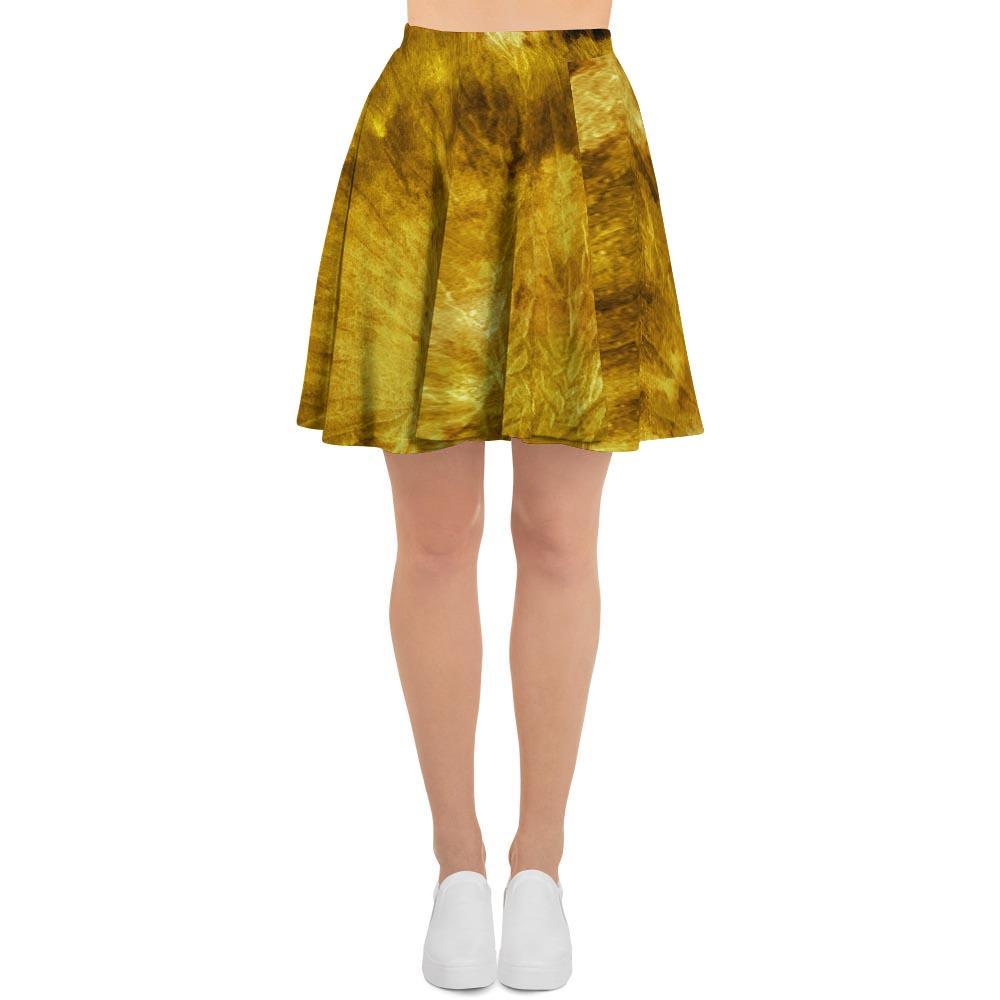 Gold Tie Dye Women's Skirt-grizzshop