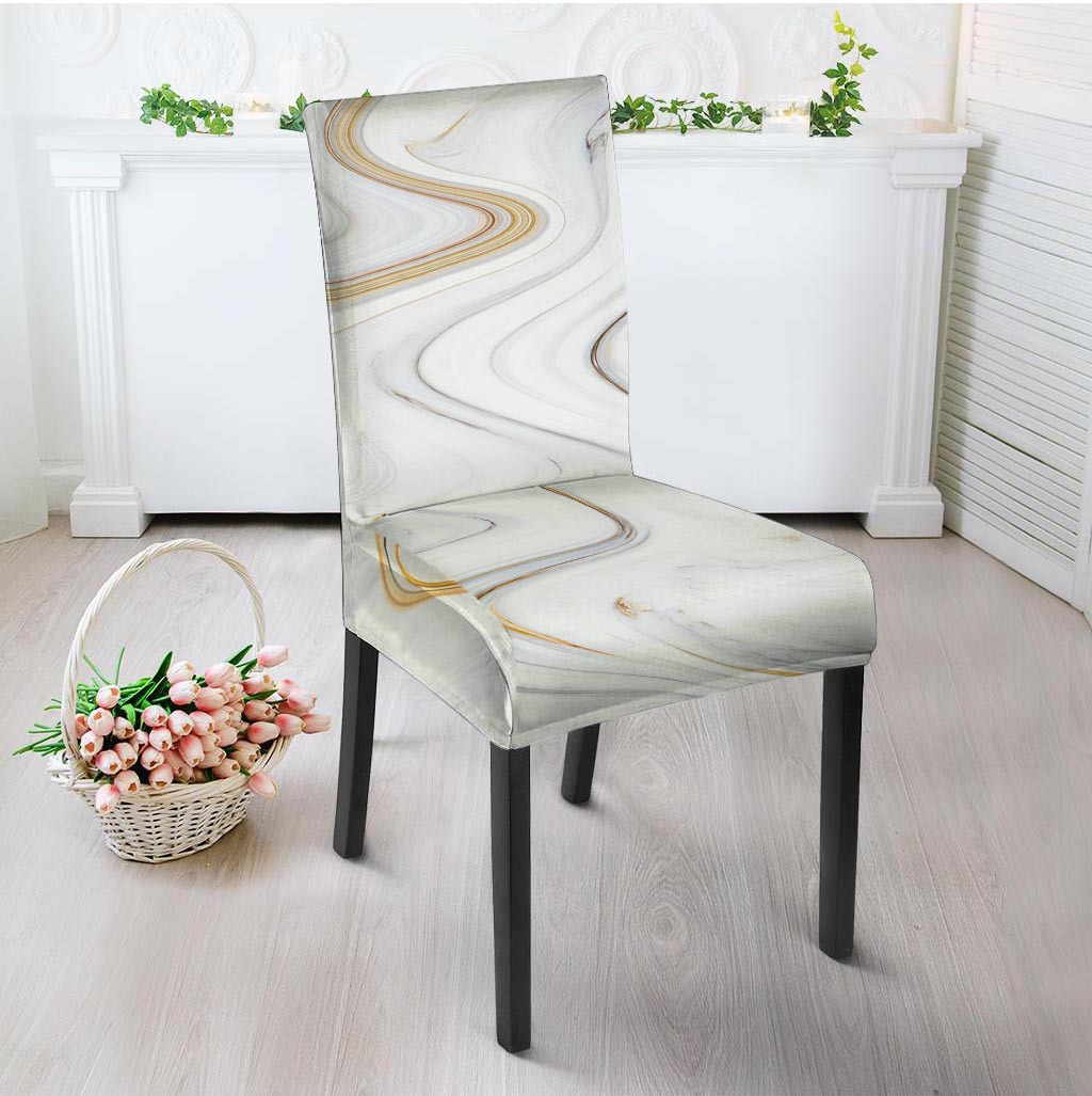 Gold White Marble Chair Cover-grizzshop