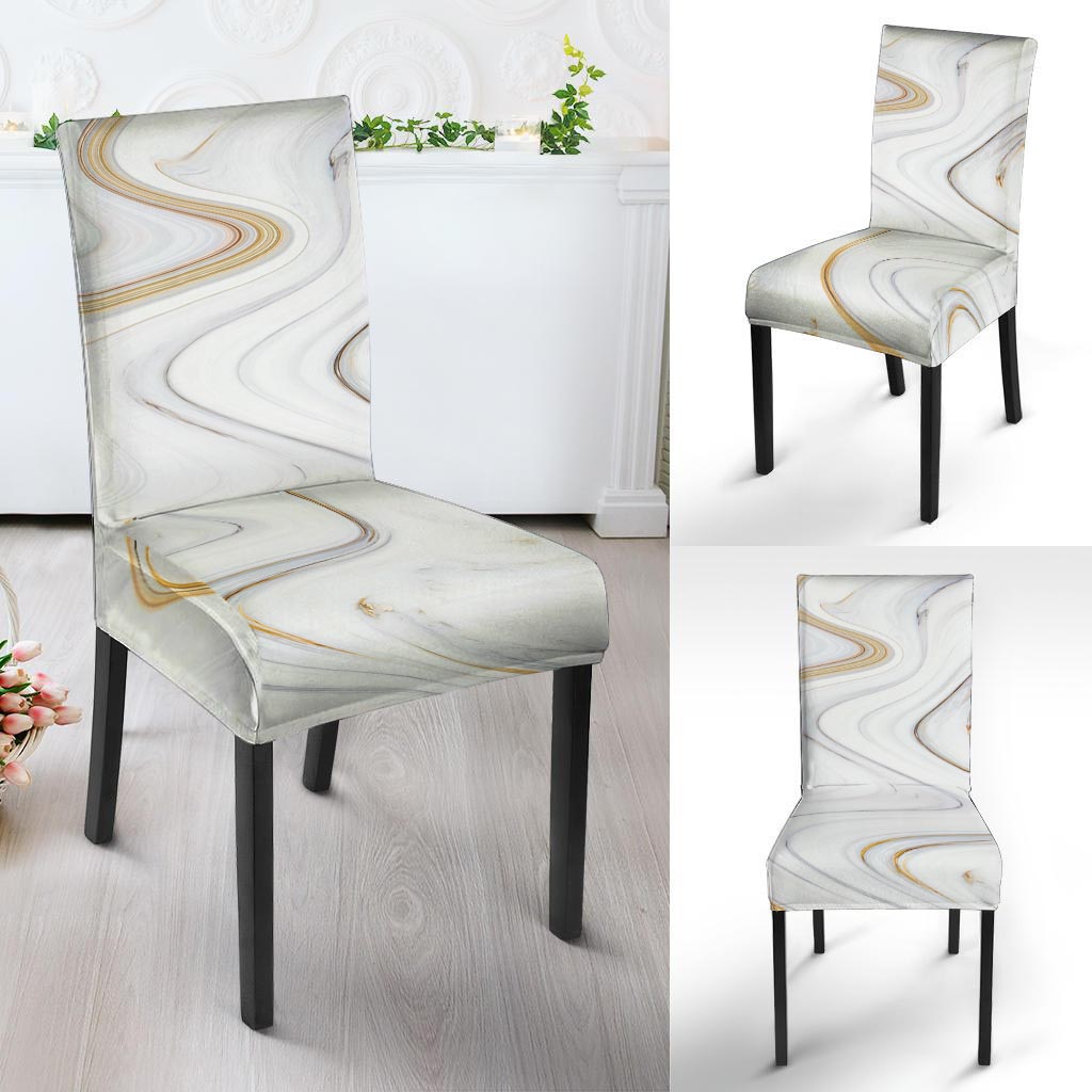 Gold White Marble Chair Cover-grizzshop