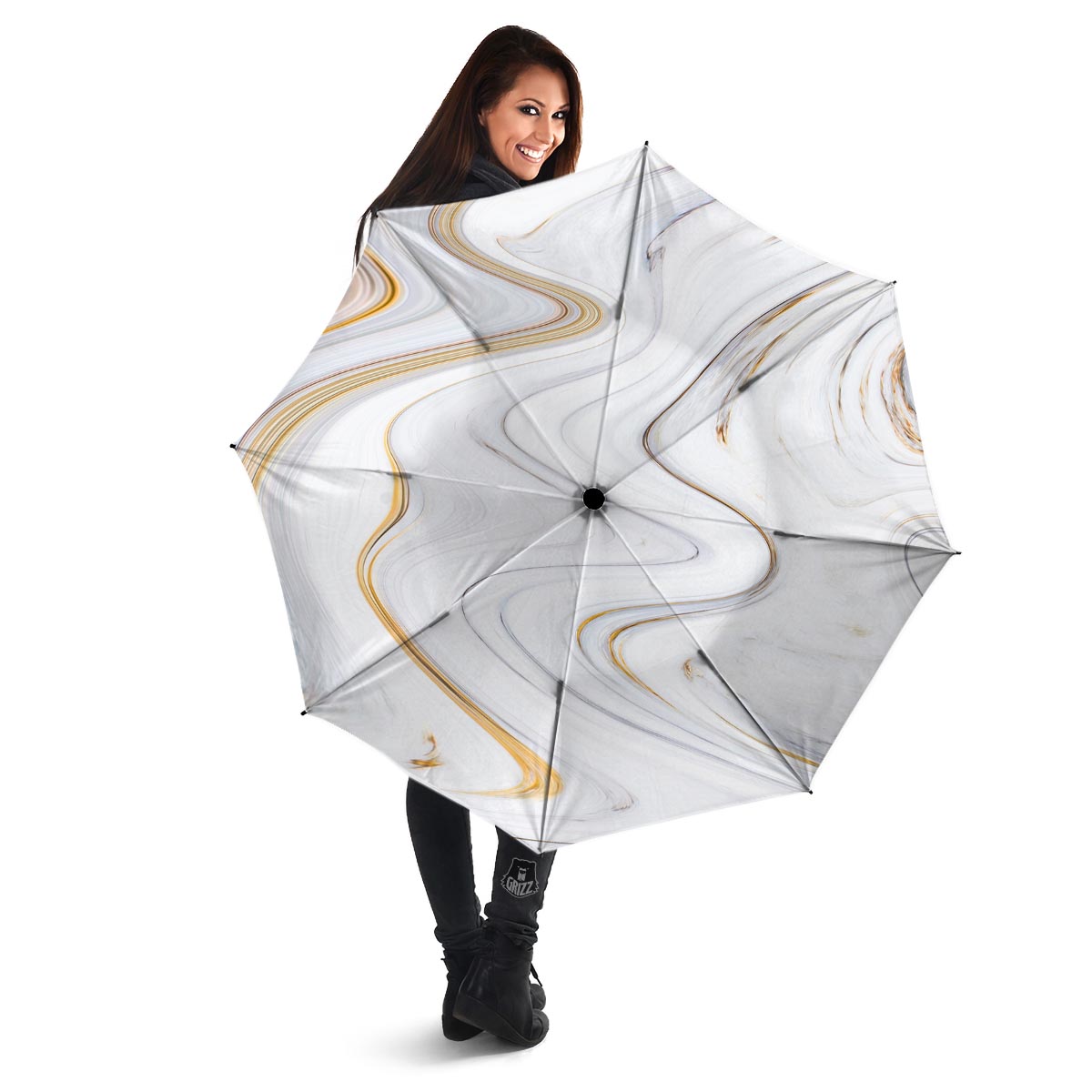 Gold White Marble Umbrella-grizzshop