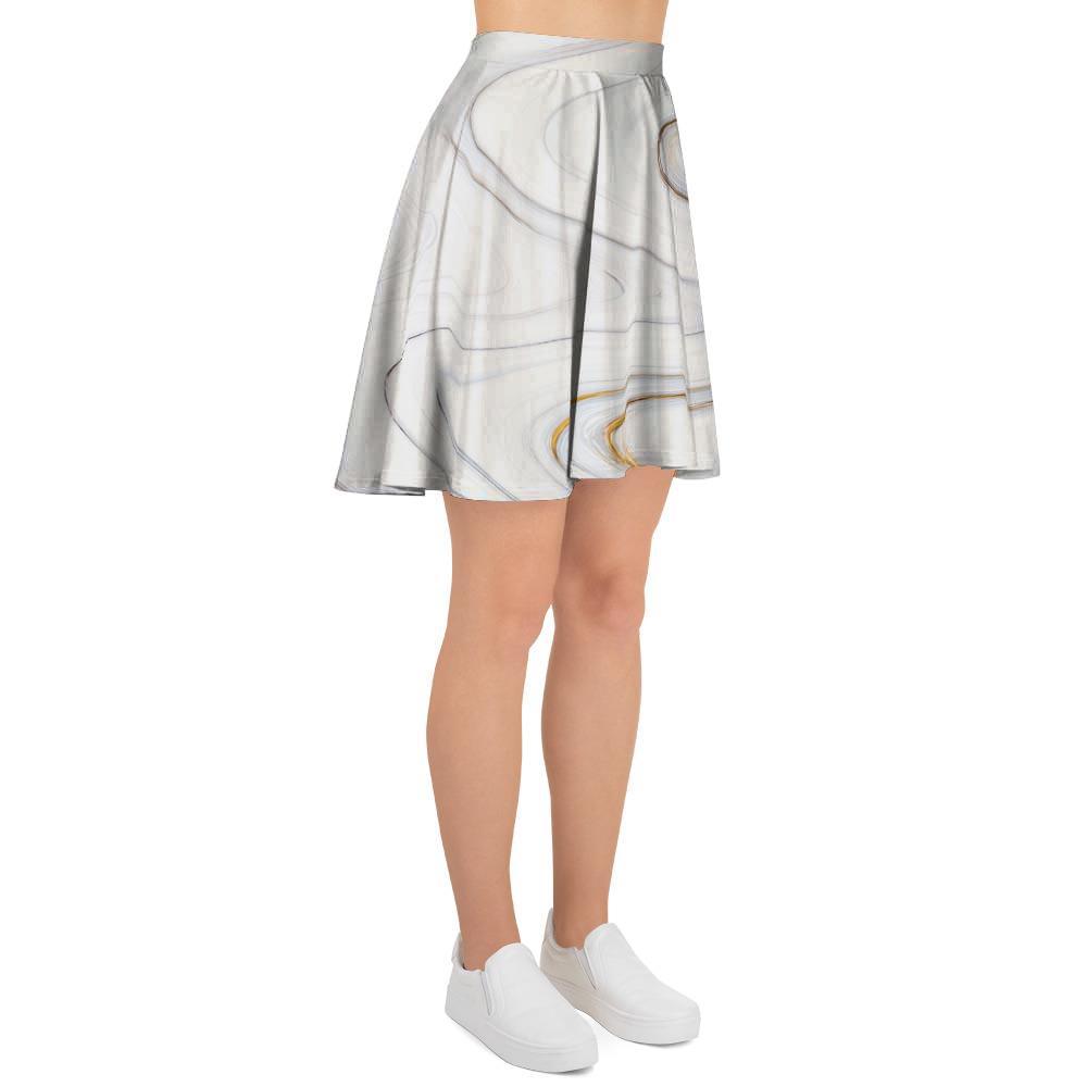 Gold White Marble Women's Skirt-grizzshop