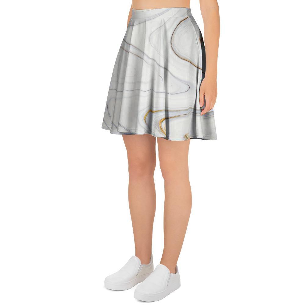 Gold White Marble Women's Skirt-grizzshop