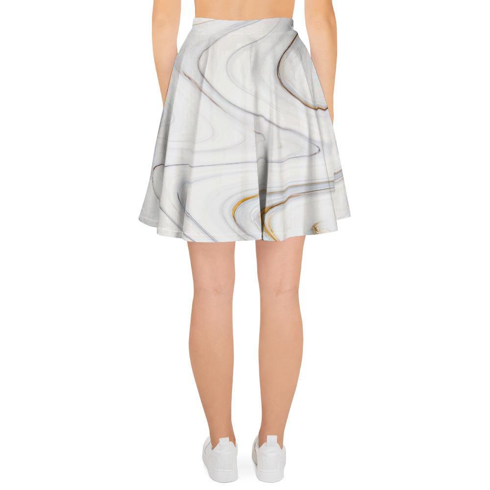 Gold White Marble Women's Skirt-grizzshop