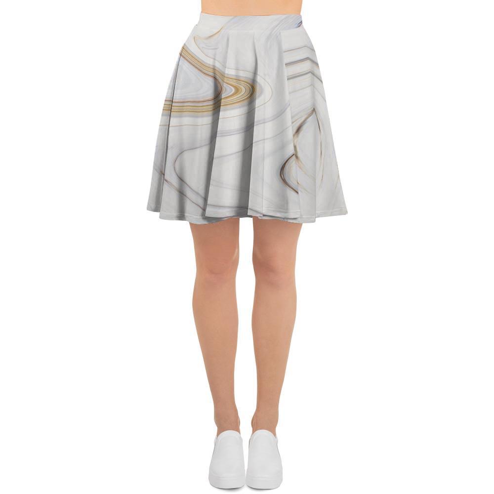 Gold White Marble Women's Skirt-grizzshop