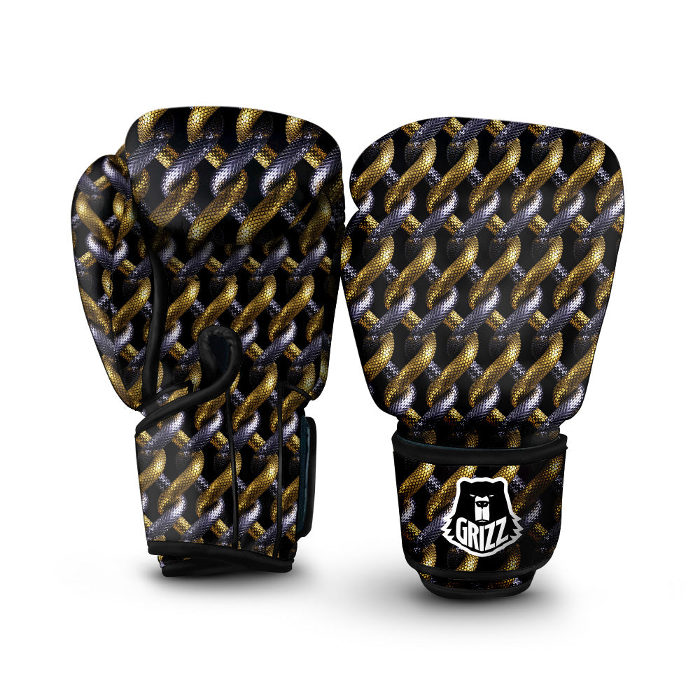 Golden And Silver Snakes 3D Print Pattern Boxing Gloves-grizzshop