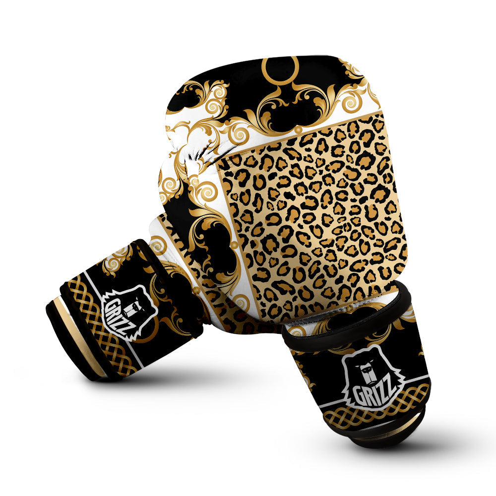Golden Baroque And Leopard Print Boxing Gloves-grizzshop