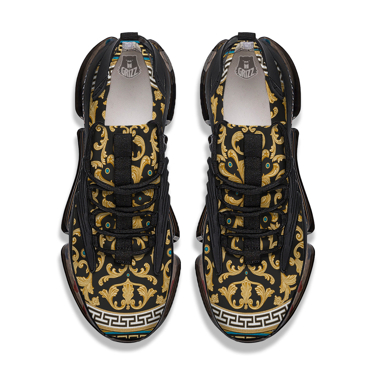 Golden Baroque Leopard Skin Print Black Gym Shoes-grizzshop