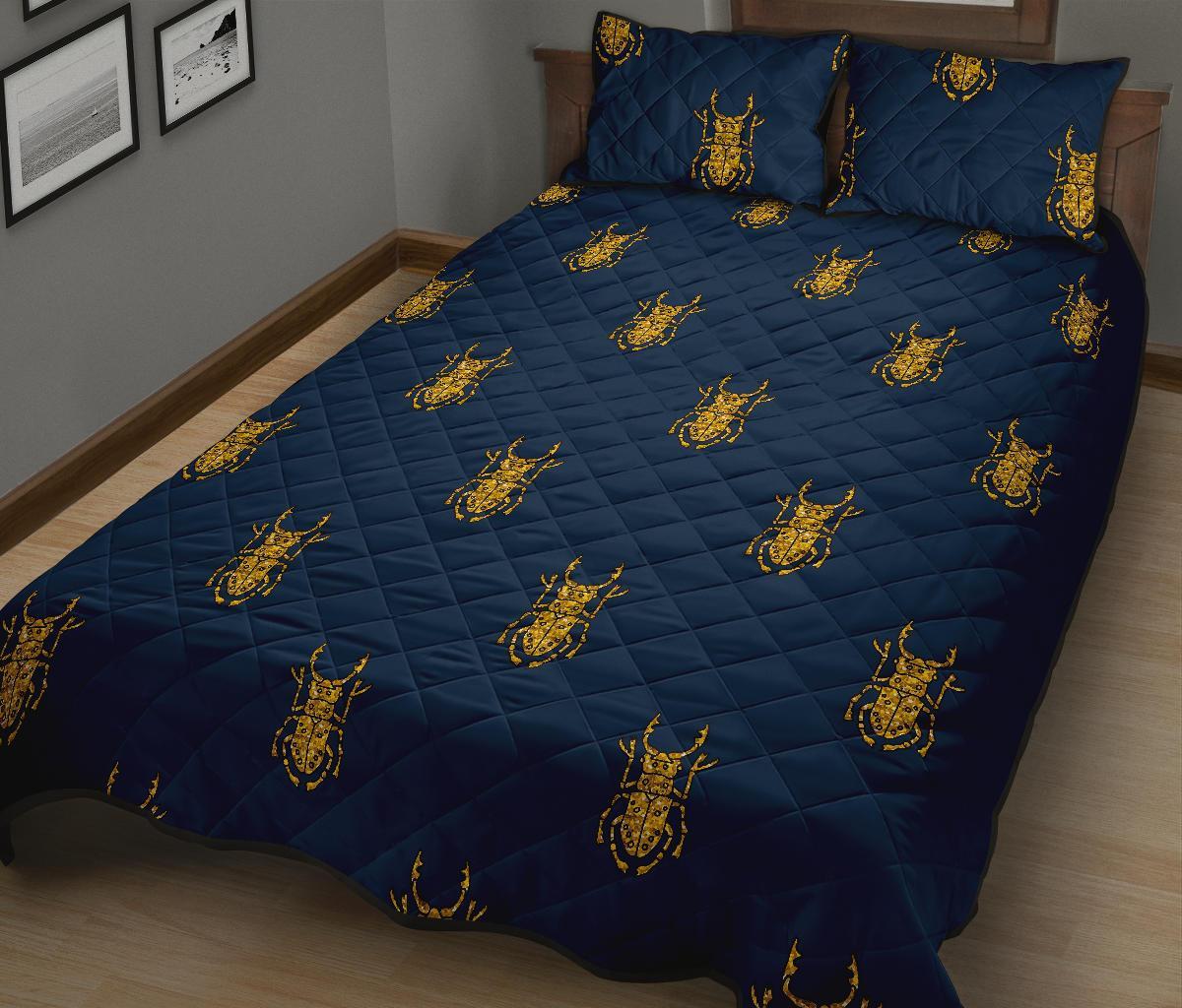 Golden Bug Pattern Print Bed Set Quilt-grizzshop