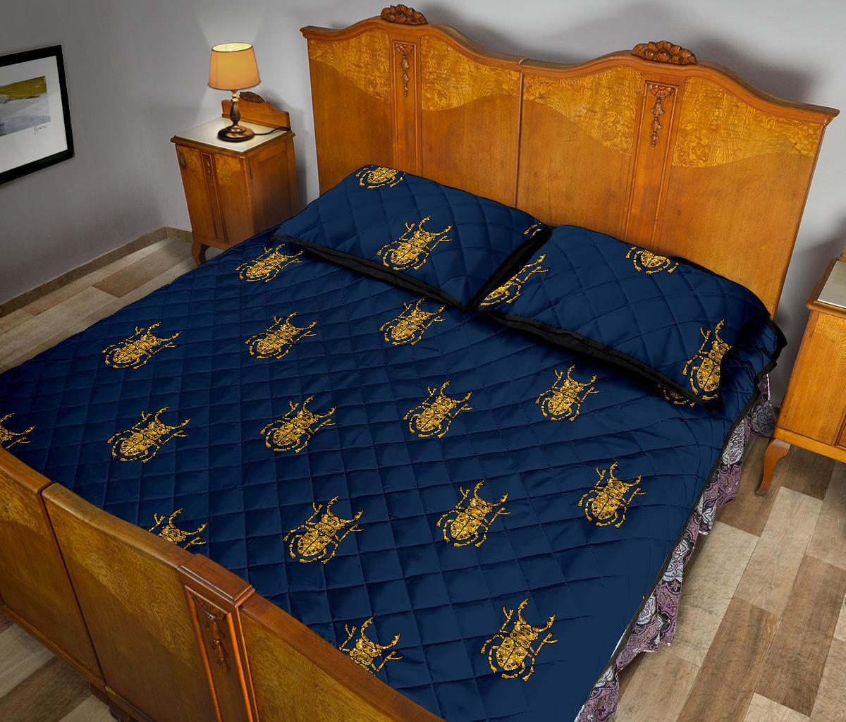 Golden Bug Pattern Print Bed Set Quilt-grizzshop